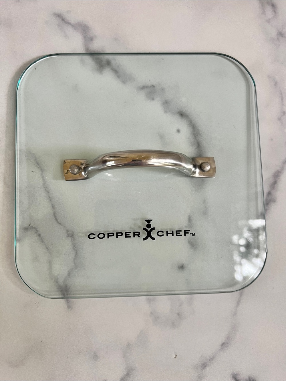 Copper Chef Square Glass Press with Metal Handle, 8"x8" Size